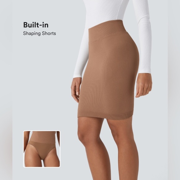 Halara Seamless High Waisted Tummy Control Built-in Shaping Shorts Skirt large - Picture 2 of 3